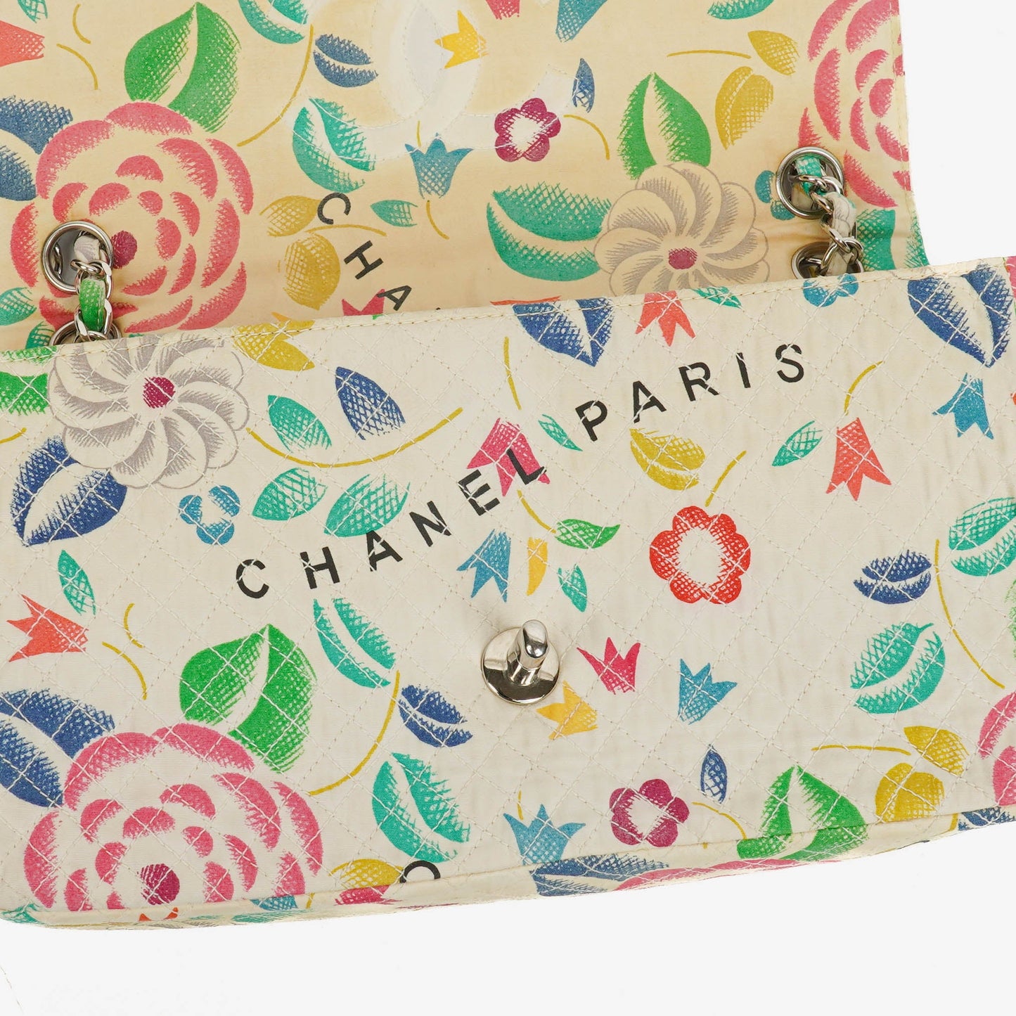 Chanel  Classic Floral Print Quilted Canvas Single Flap Bag