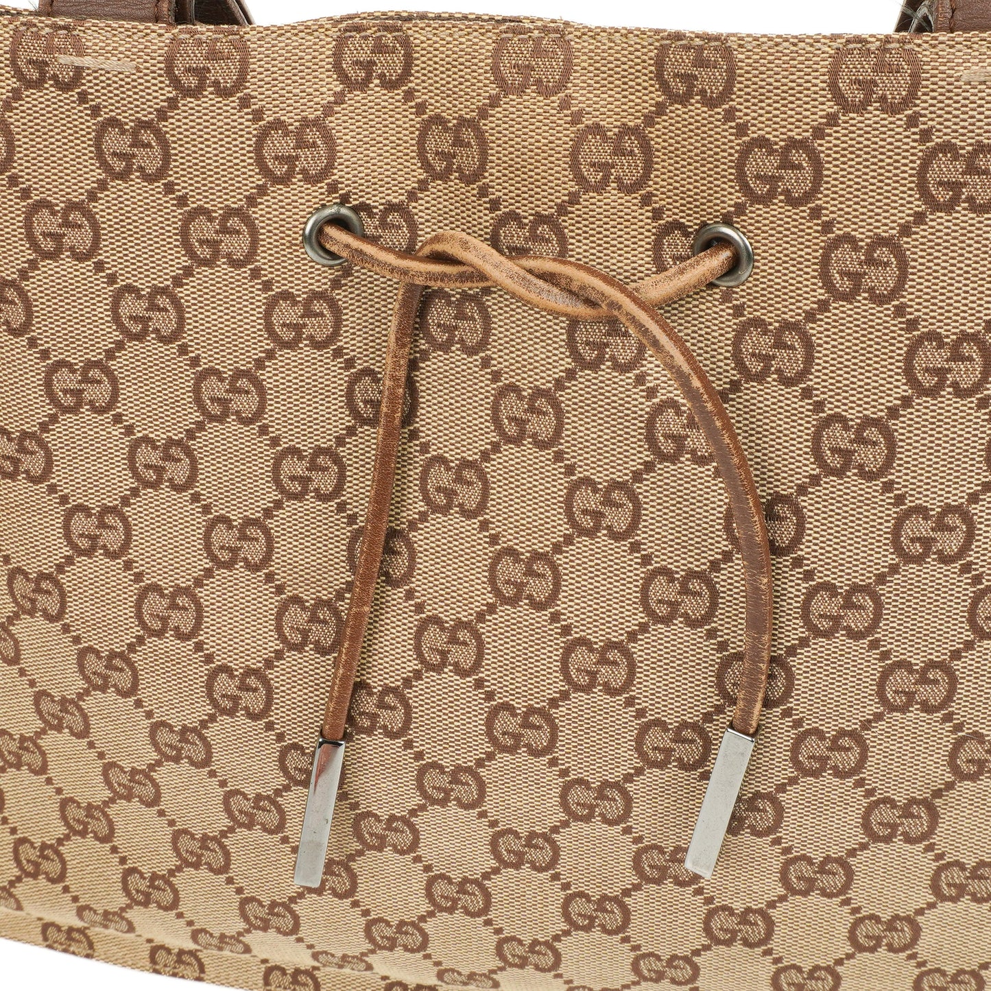 Gucci Brown Monogram Drawstring Bag