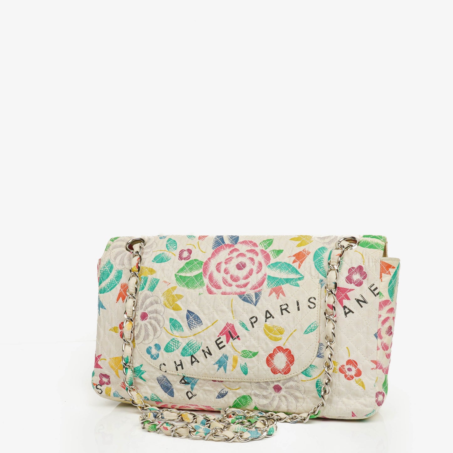 Chanel  Classic Floral Print Quilted Canvas Single Flap Bag