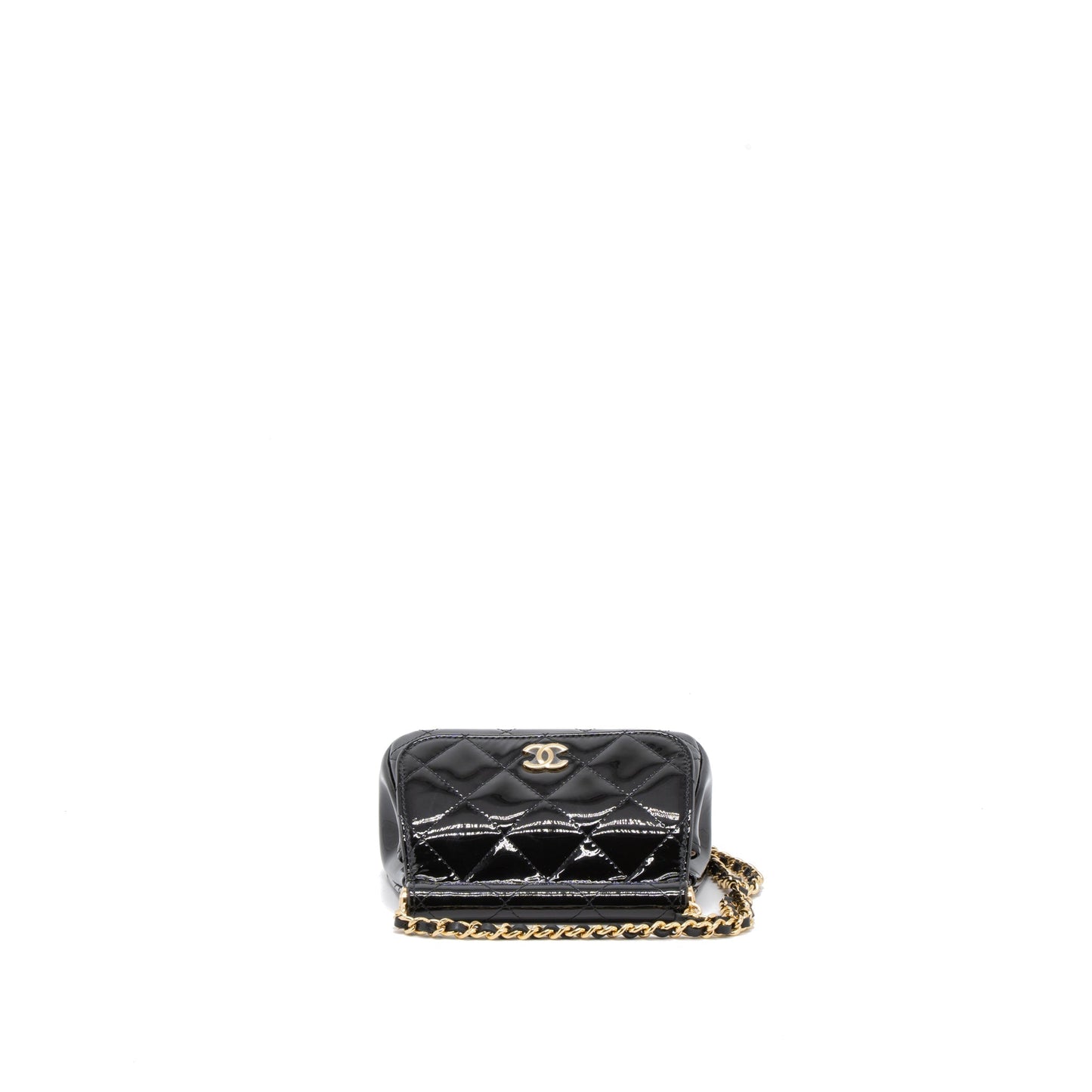 Chanel 22K Mini Clutch With Chain Patent Black  (Microchip)