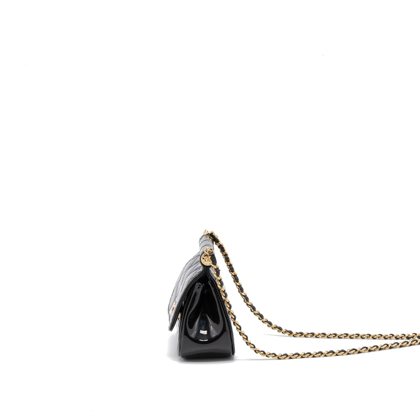 Chanel 22K Mini Clutch With Chain Patent Black  (Microchip)