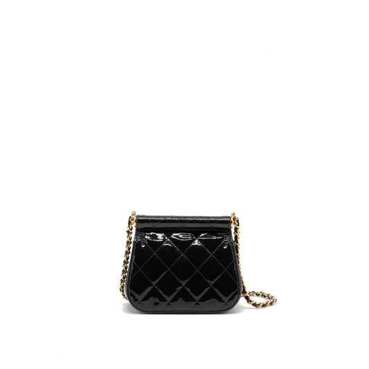 Chanel 22K Mini Clutch With Chain Patent Black  (Microchip)