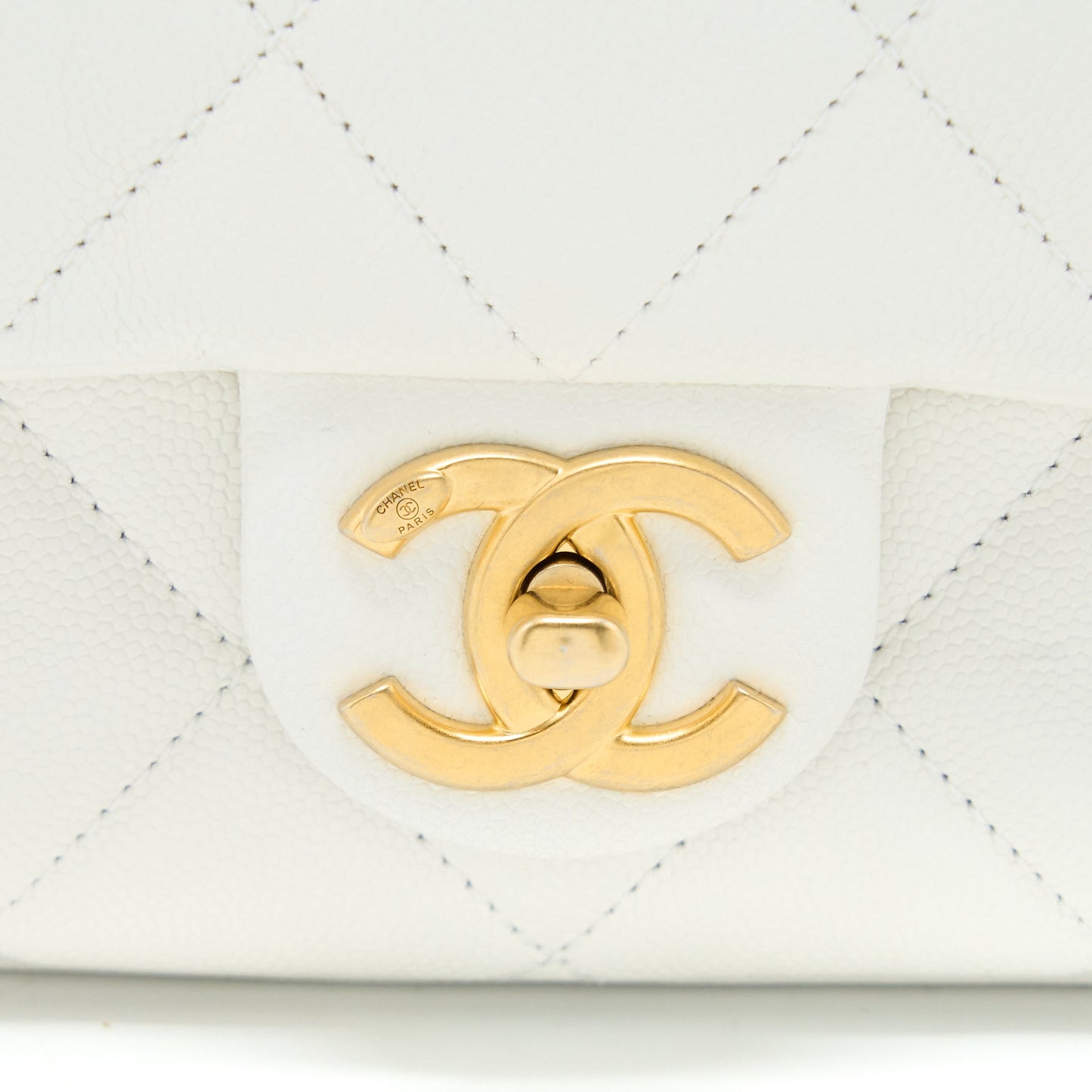 Chanel 22A Small Flap Bag Caviar White Brushed  (Microchip)