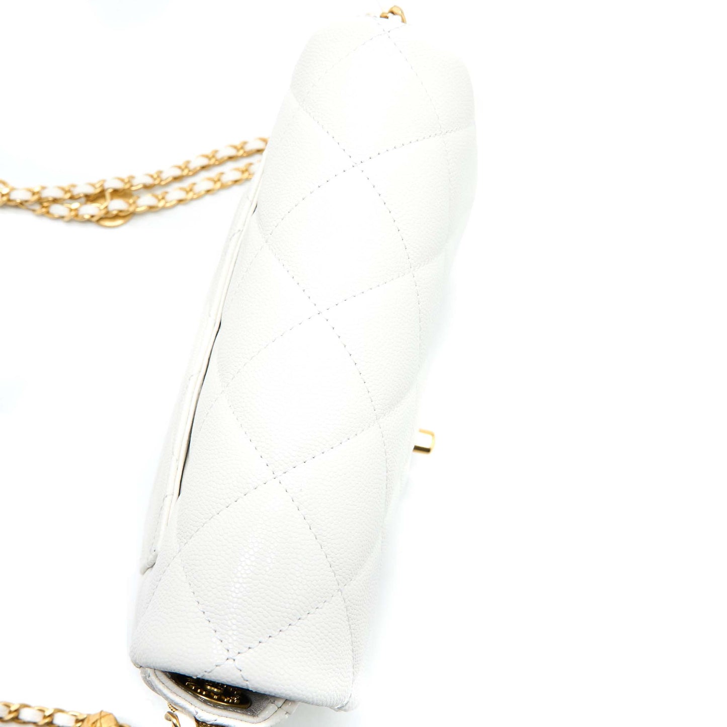 Chanel 22A Small Flap Bag Caviar White Brushed  (Microchip)