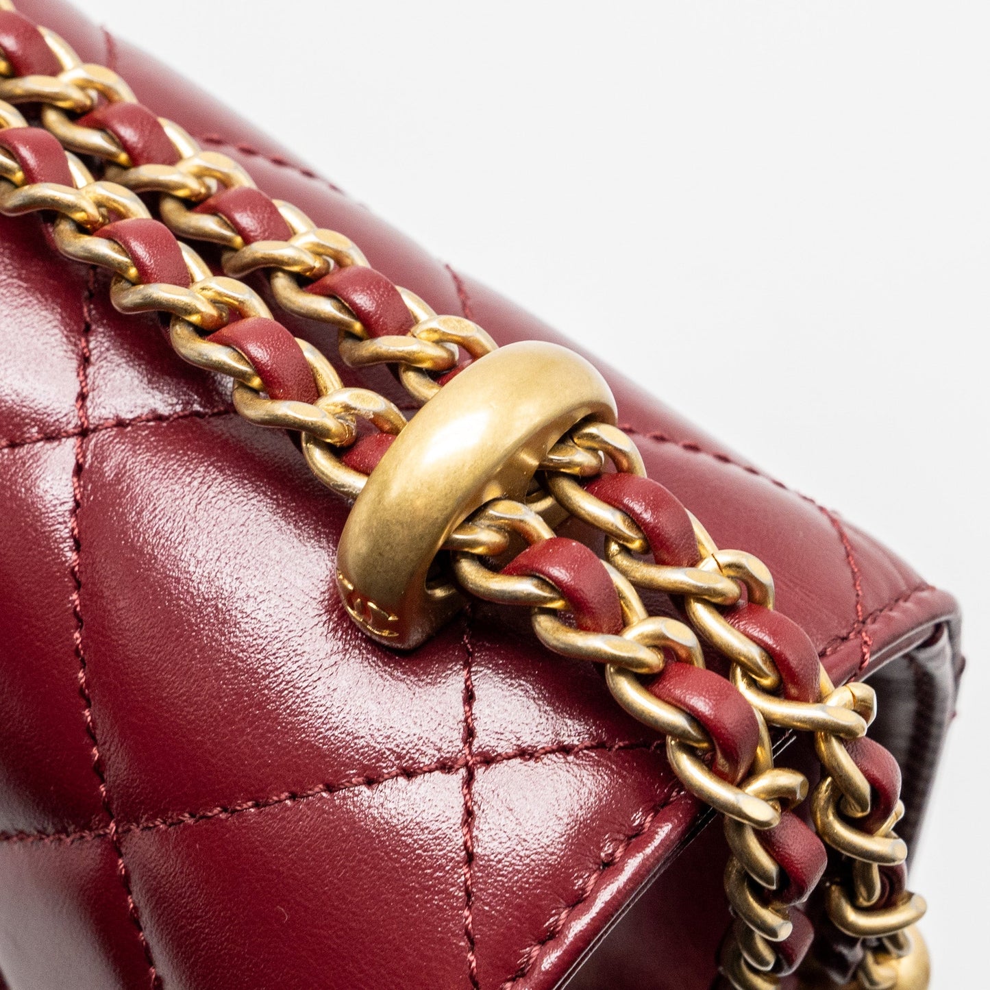 Chanel Gold Crush mini Flap bag Calfskin Red  (microchip)