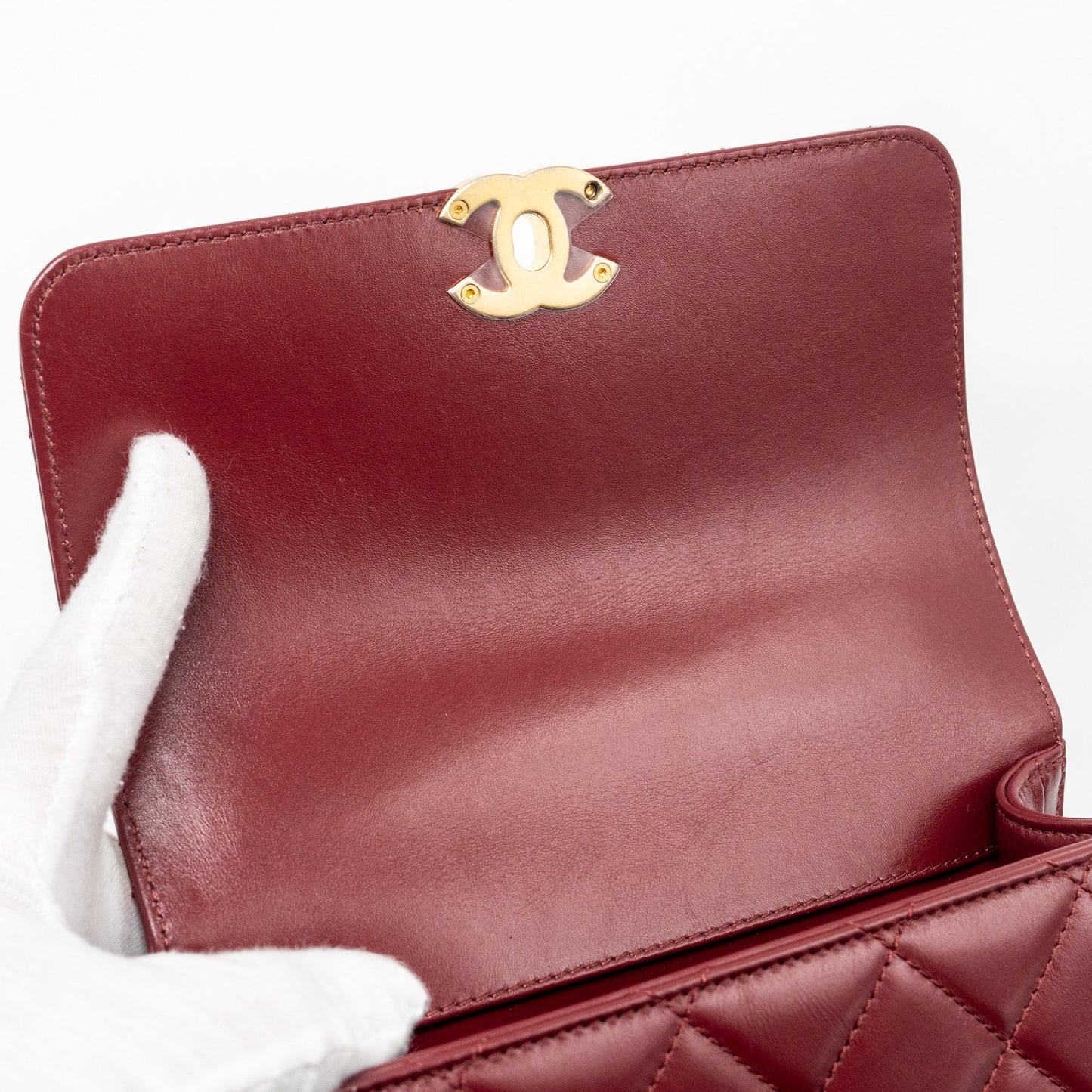 Chanel Gold Crush mini Flap bag Calfskin Red  (microchip)