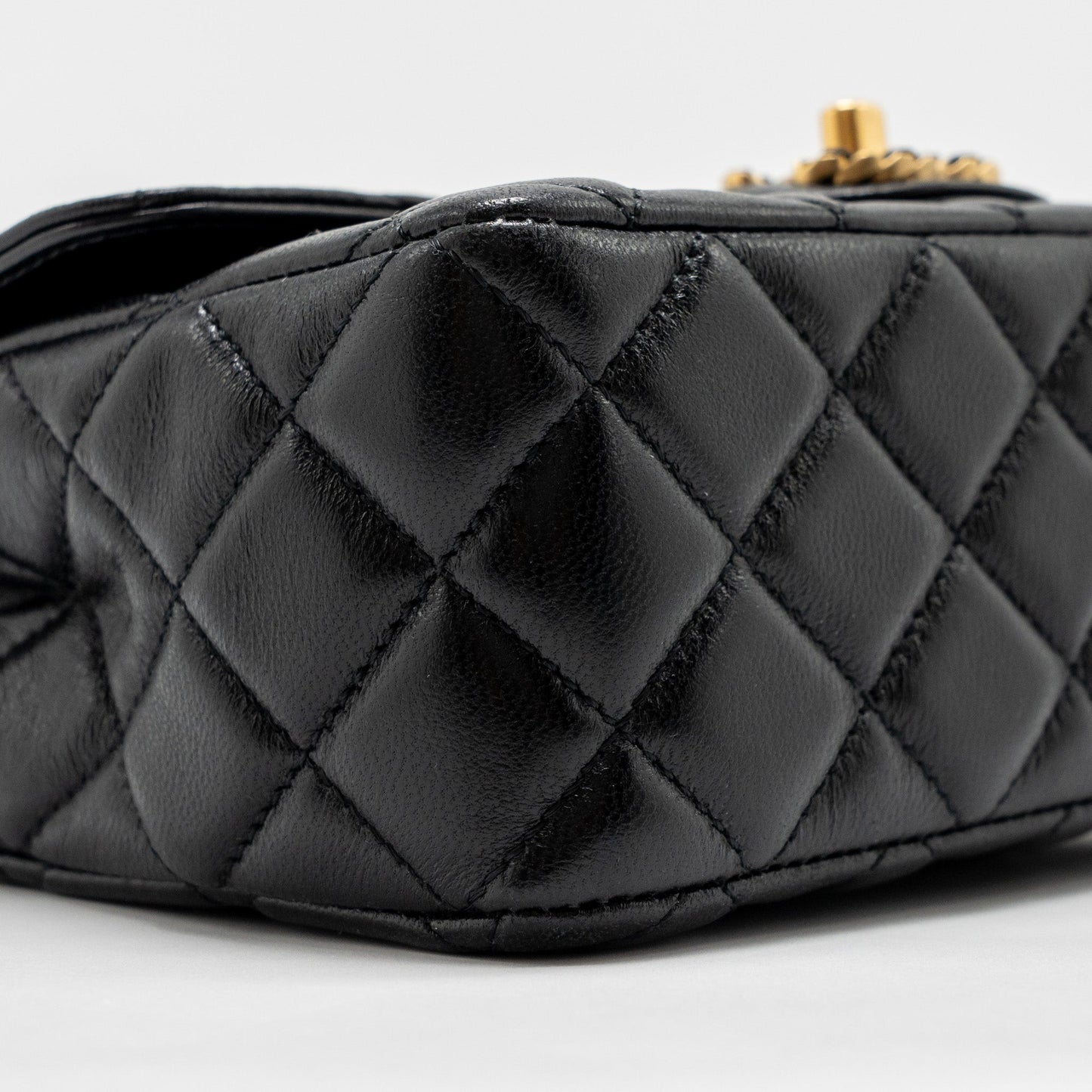 Chanel 24c Detail Top Handle Flap Bag Lambskin Black