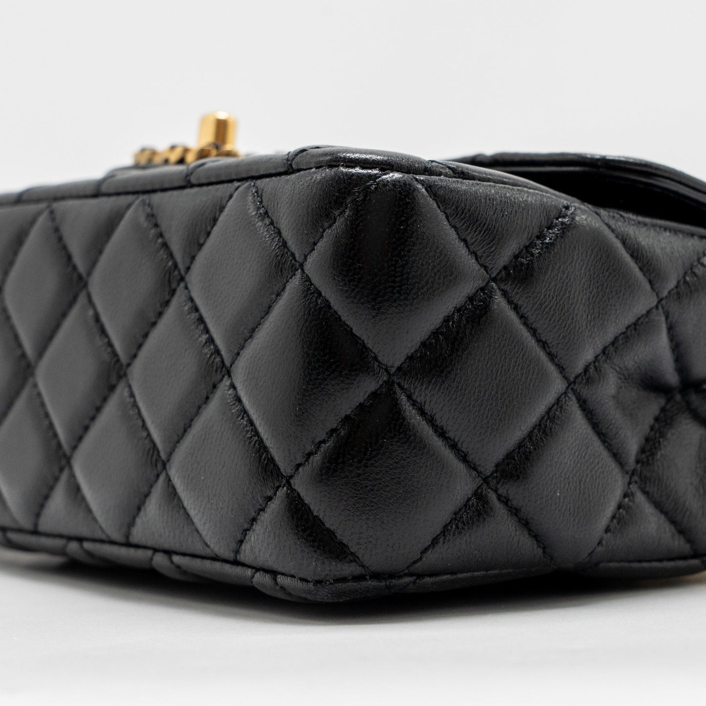 Chanel 24c Detail Top Handle Flap Bag Lambskin Black