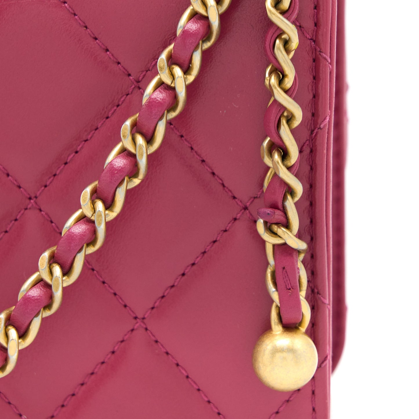 Chanel 21A Small Gold Crush Flap Bag Calfskin Raspberry Pink Brushed  (Microchip)