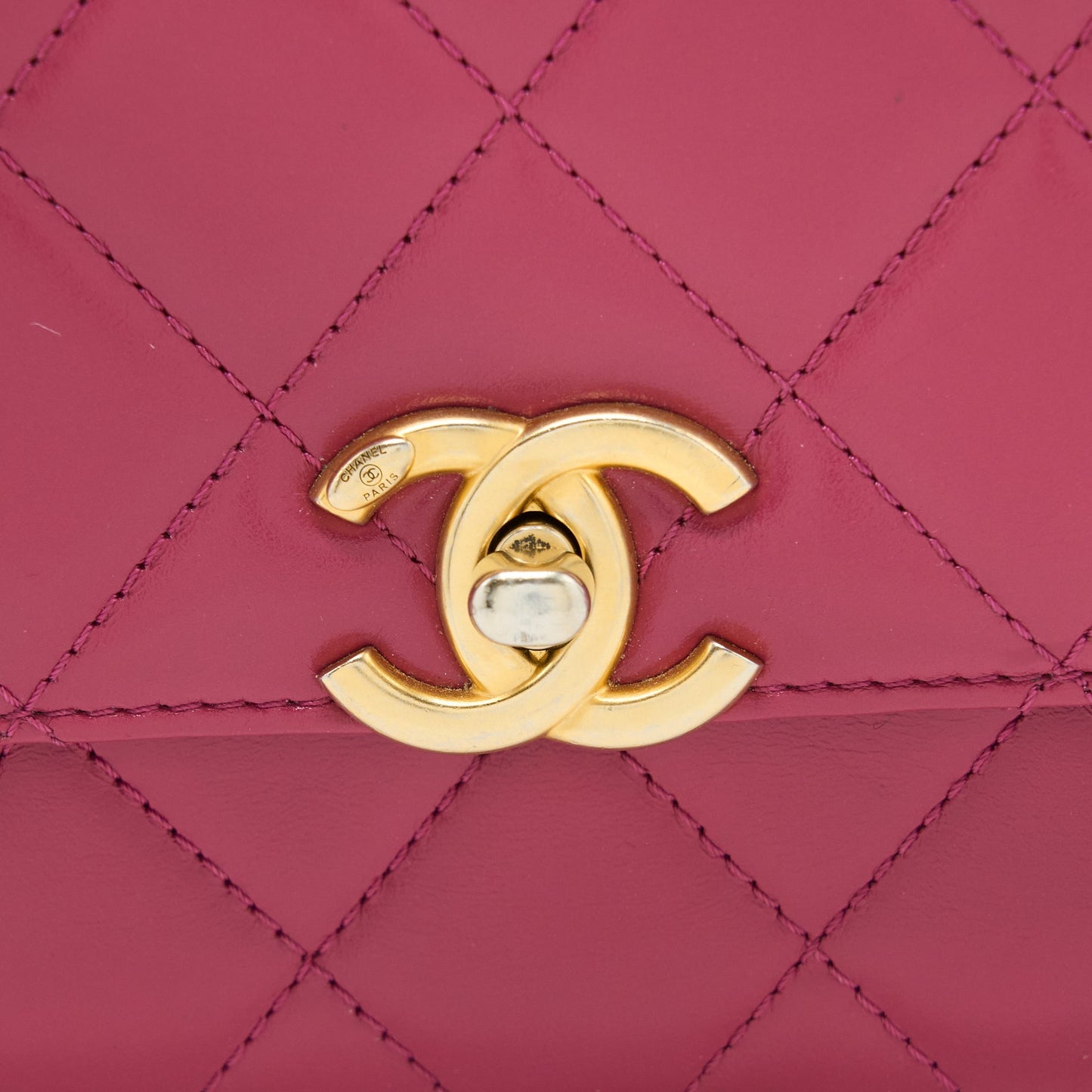 Chanel 21A Small Gold Crush Flap Bag Calfskin Raspberry Pink Brushed  (Microchip)