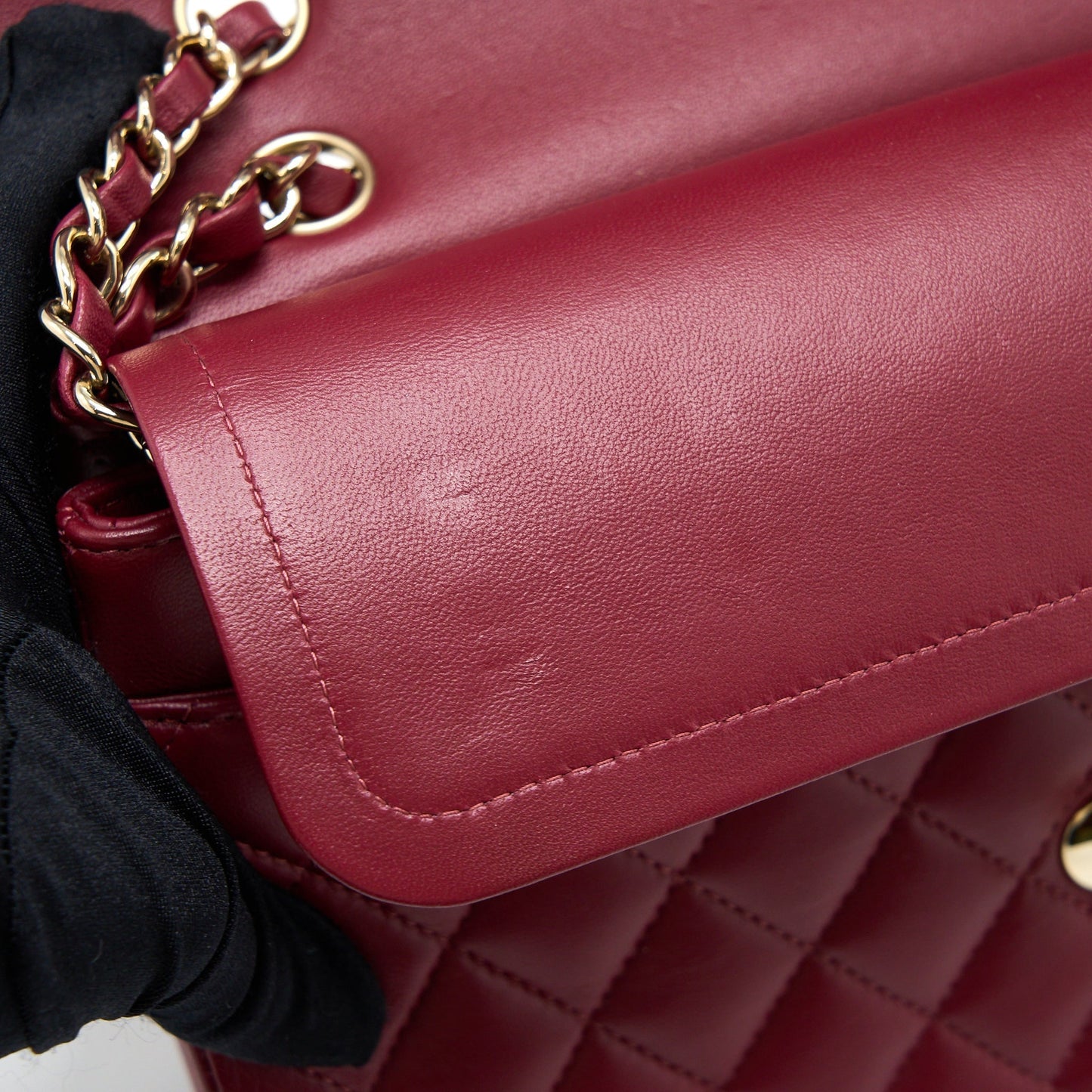 Chanel Medium Classic Flap Bag Lambskin Dark Red L (Microchip)