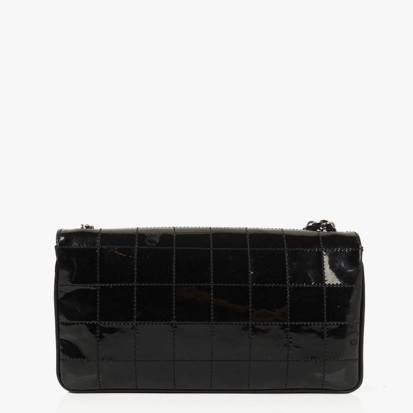 Chanel East West Chocolate Bar CC Patent Leather Shouder Bag Silver-Tone Hardware