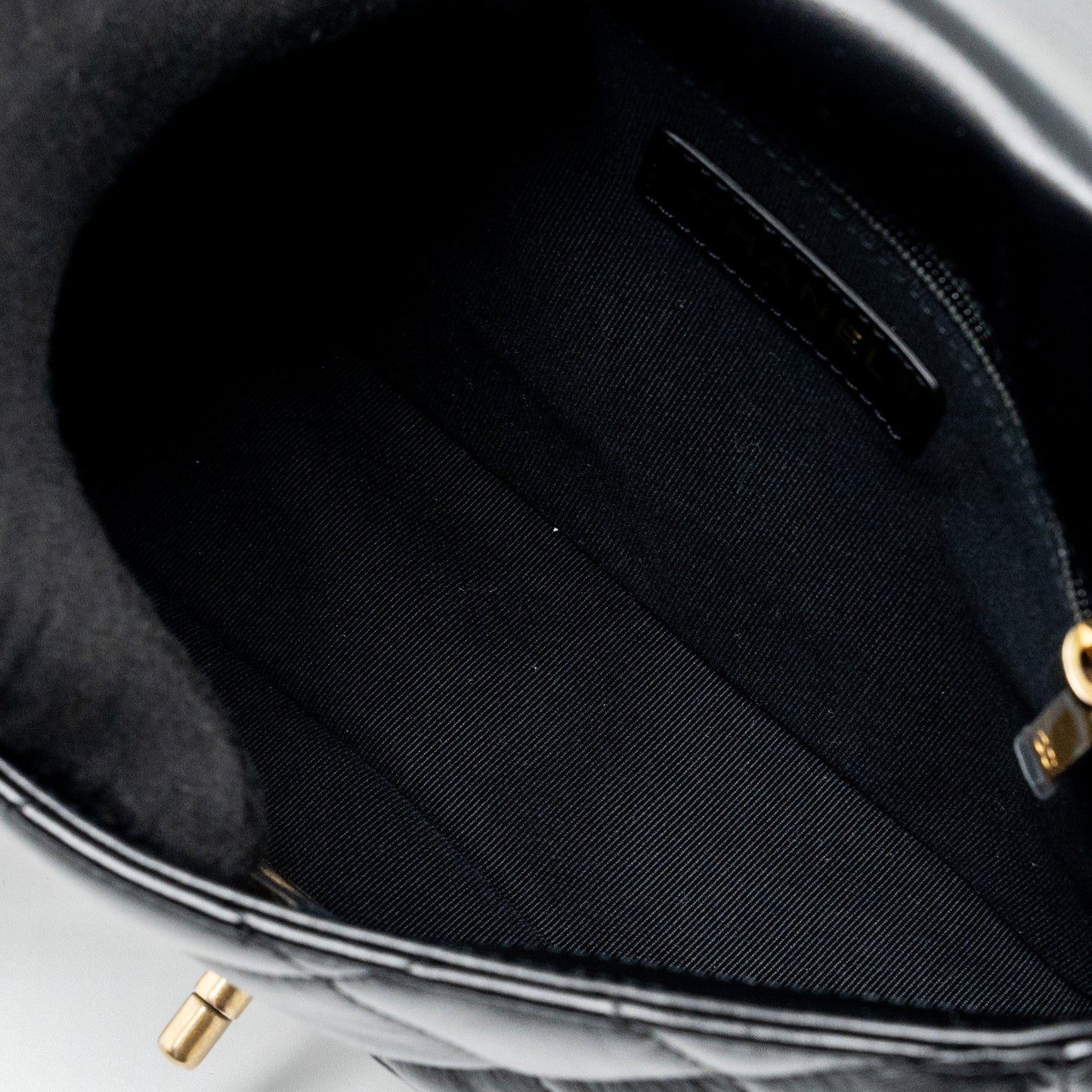 Chanel Quilted Flap Bag Giant Chain Lambskin Black Gold And Black Hardware (microchip)