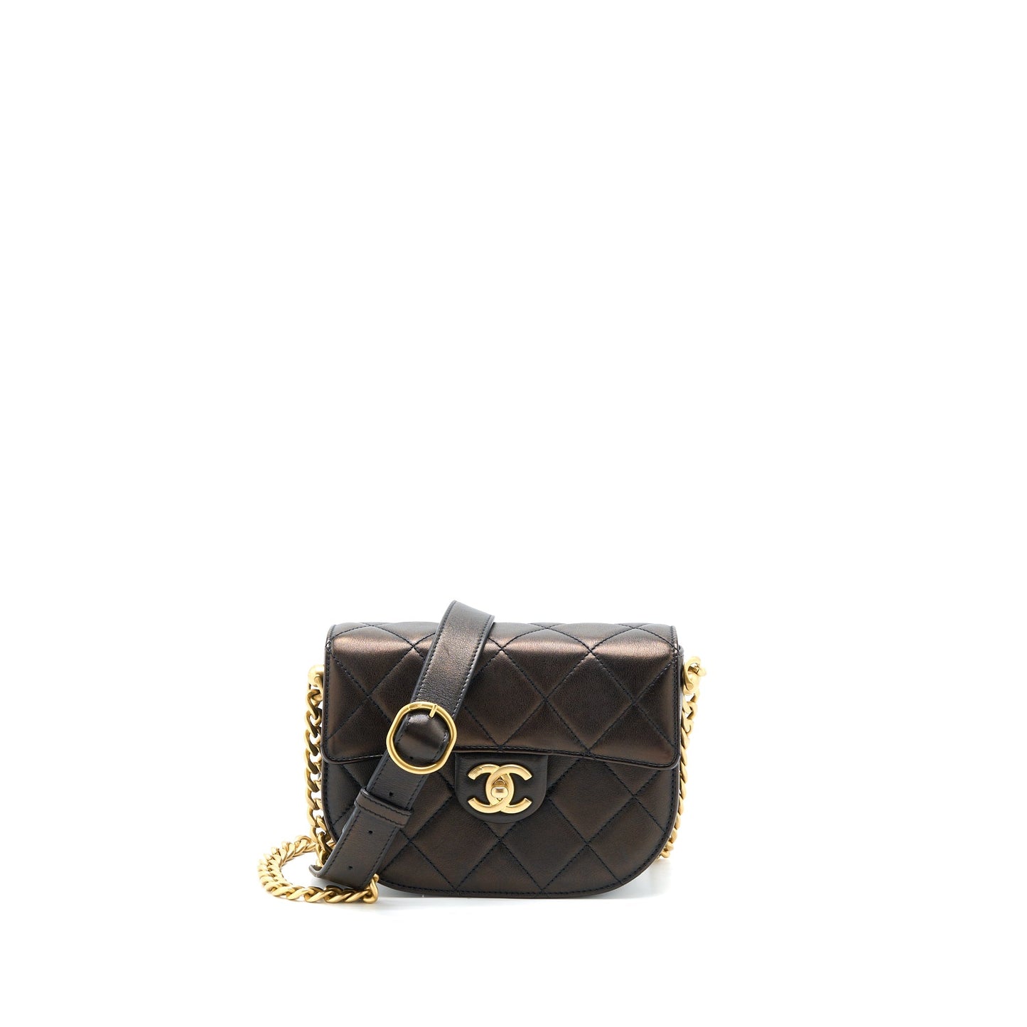 Chanel 21S Moon Messenger Bag Calfskin Black