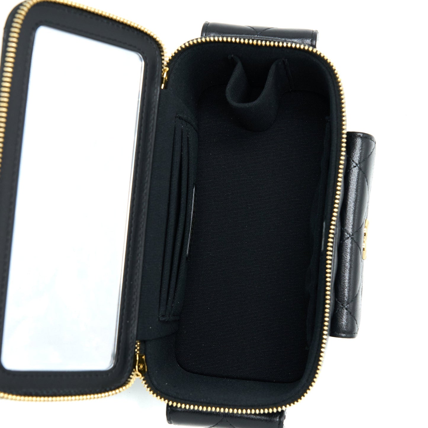 Chanel 22K Top Handle Pocket Long Vanity With Chain Black