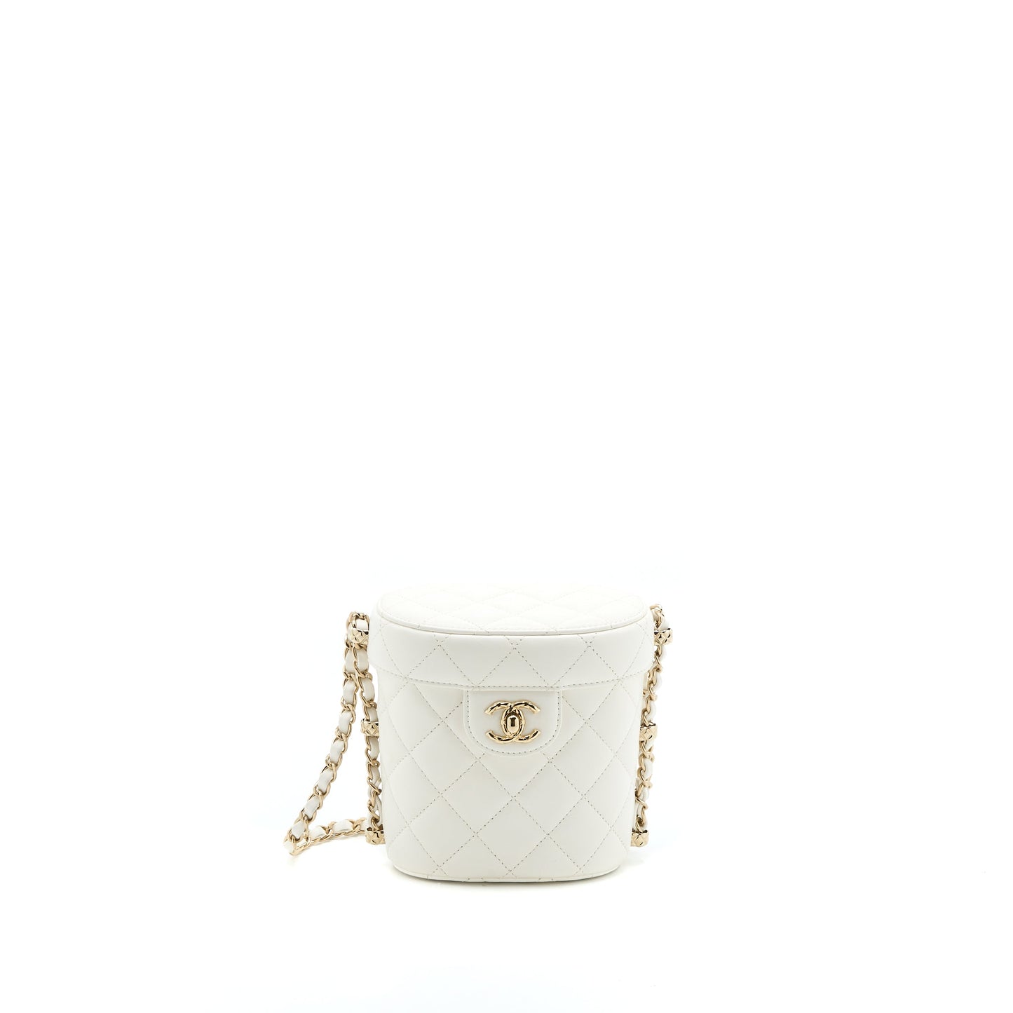 Chanel Small Vanity Case Lambskin White L (Microchip)