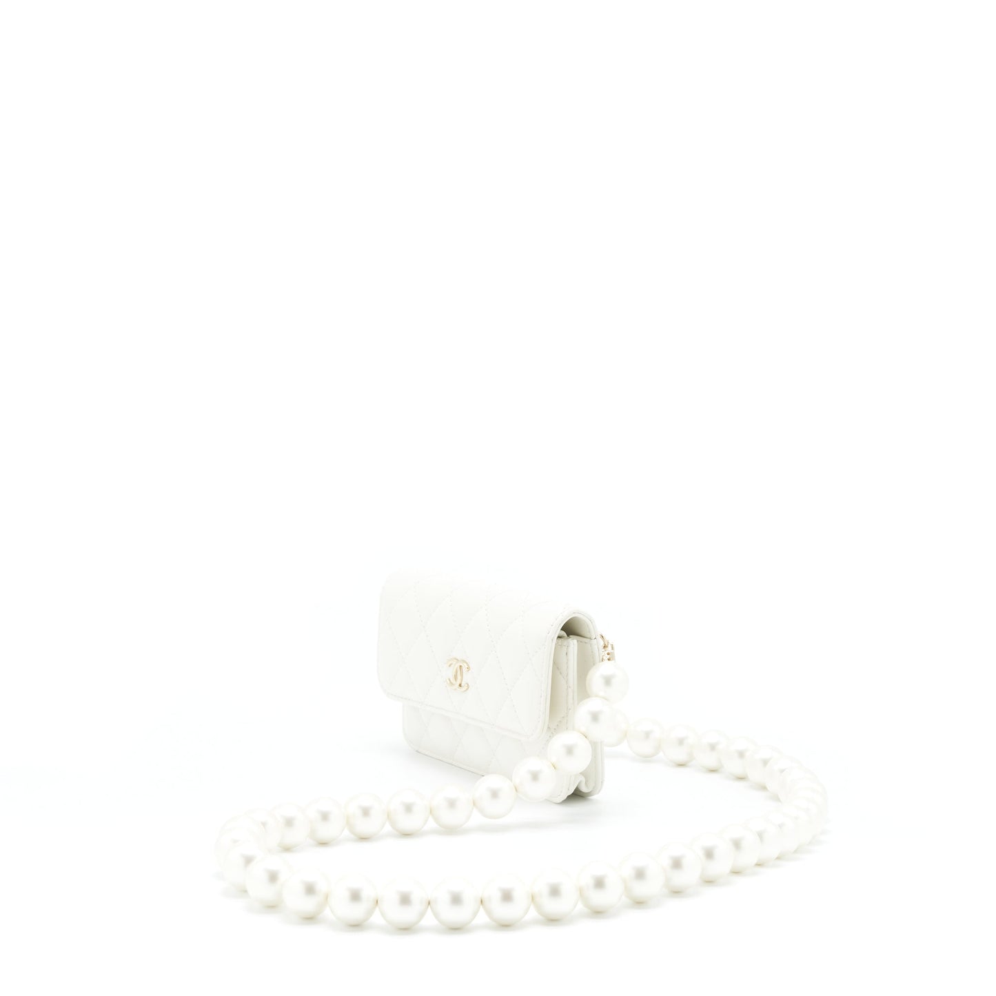 Chanel Grant Pearl Crush Mini Crossbody Bag Lambskin White L