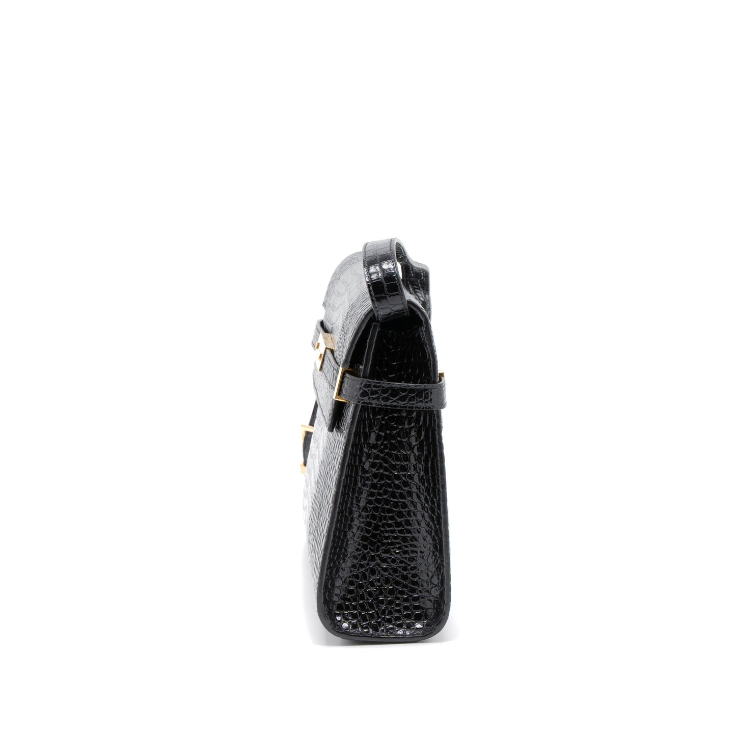 Saint Laurent Manhattan Mini Purse Crocodile-Embossed Black