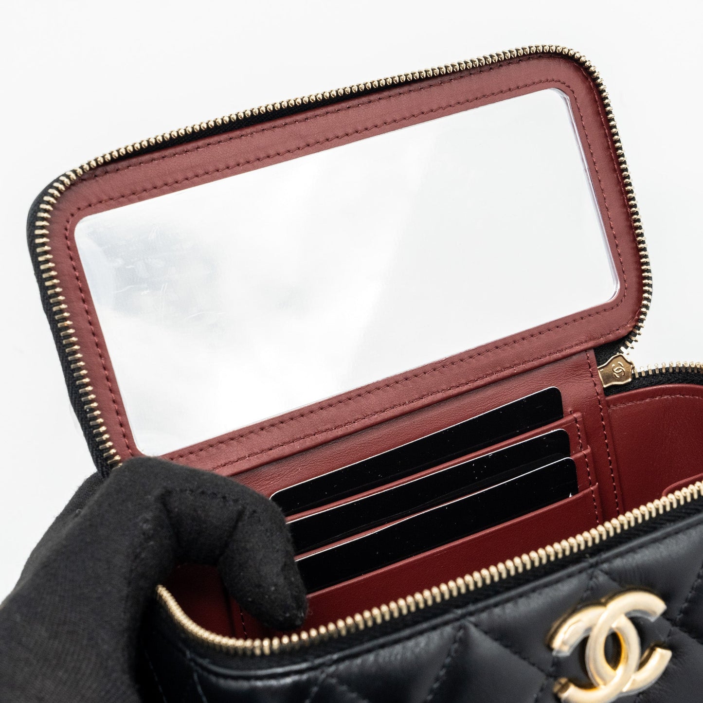 Chanel 24c Gold Crush Long Vanity Case Shiny Calfskin Black  (microchip)