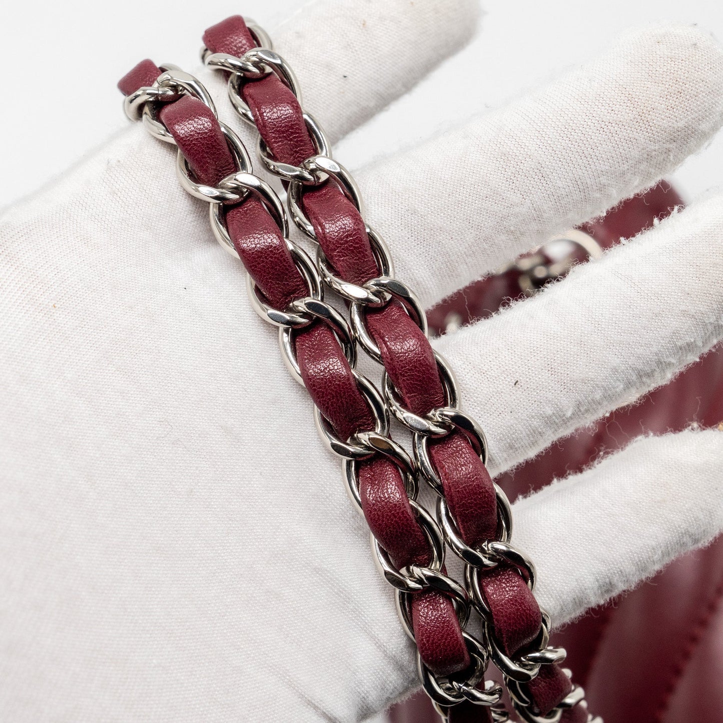 Chanel Chevron Flap bag Lambskin dark red
