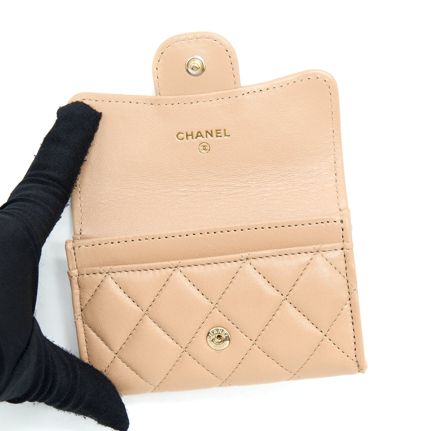 Chanel Classic Flap Card Holder Lambskin Beige L