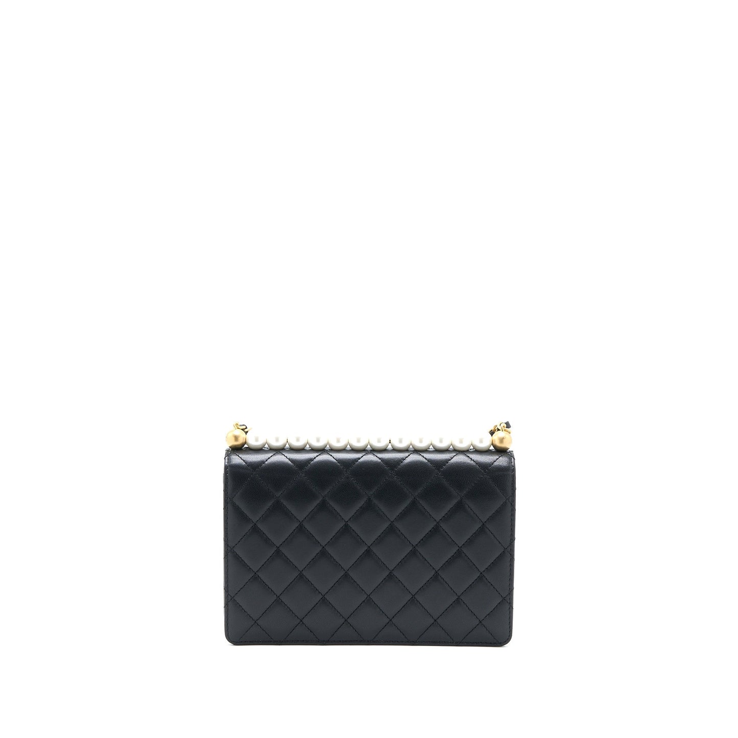 Chanel 20C Pearl Flap Bag Goatskin Black