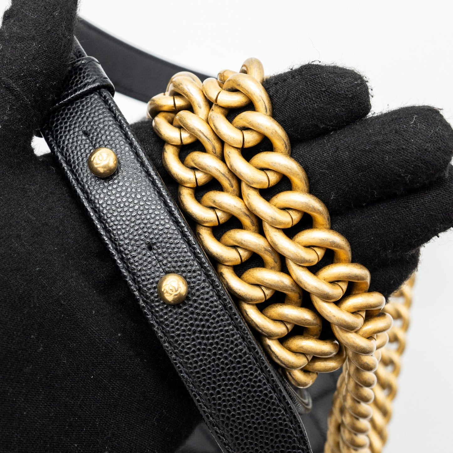 Chanel Small Boy Bag Caviar Black  (Microchip)