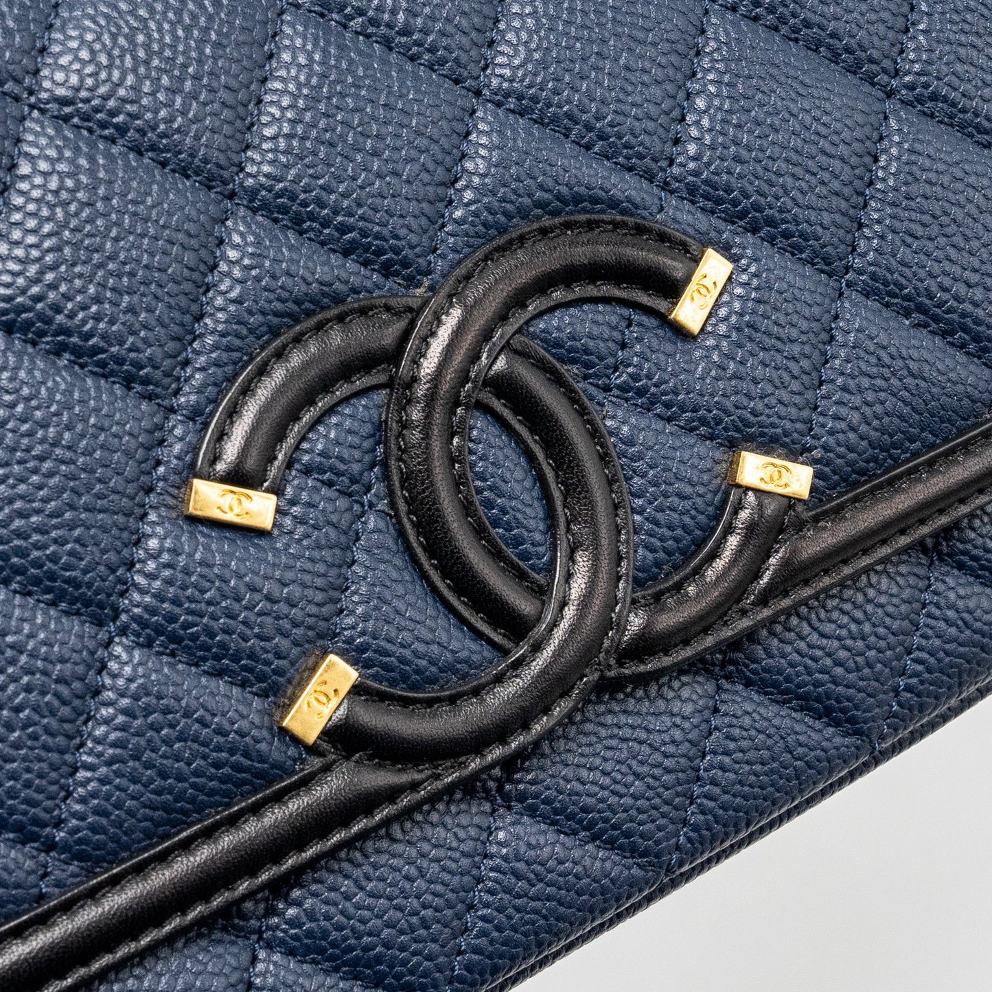 Chanel Filigree flap bag Caviar Navy/black