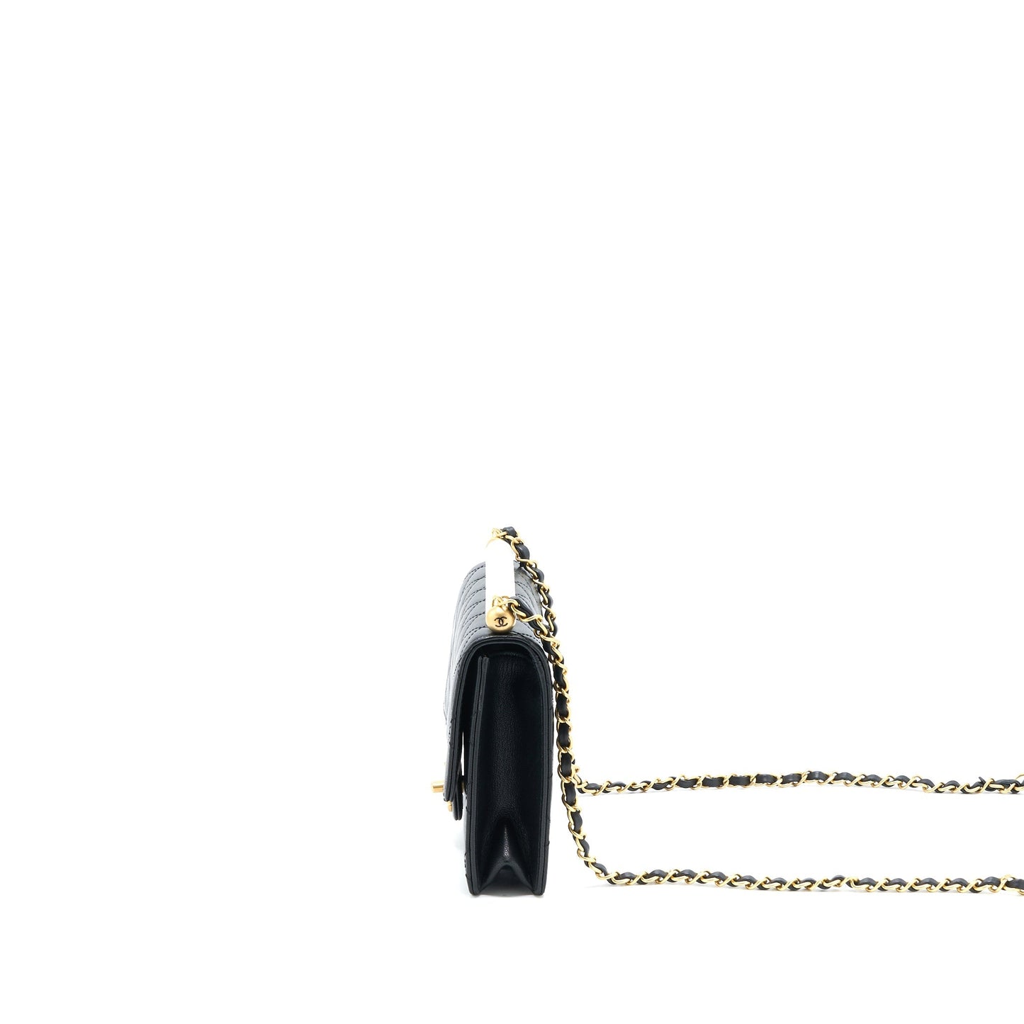 Chanel 20C Pearl Flap Bag Goatskin Black