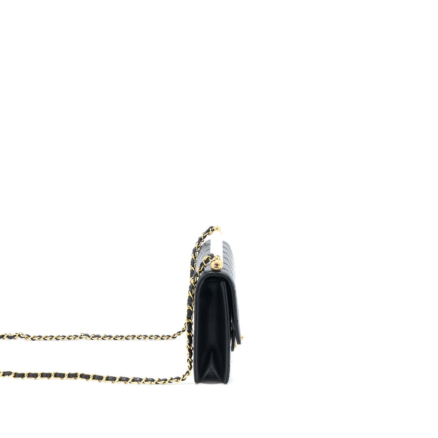 Chanel 20C Pearl Flap Bag Goatskin Black