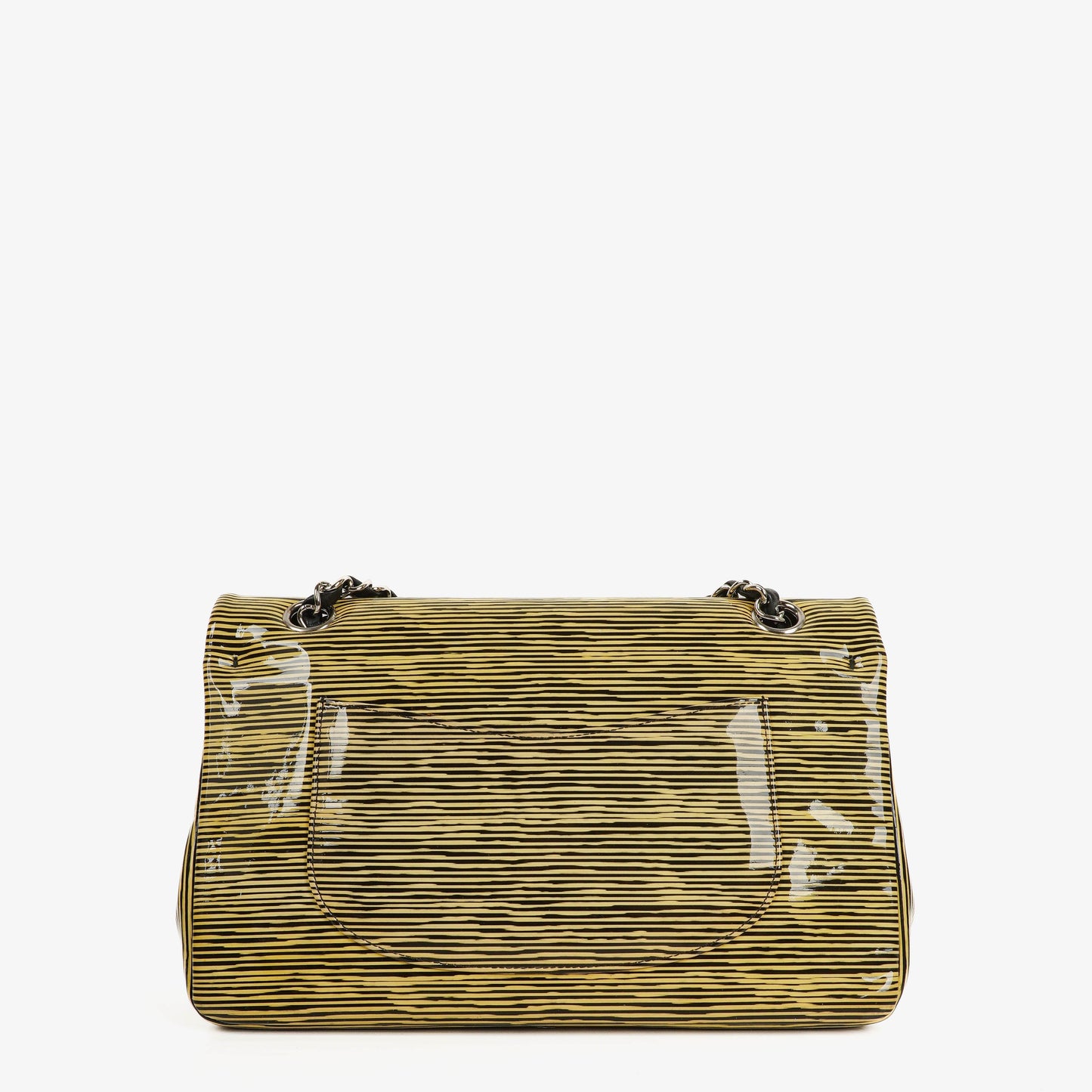 Chanel Timeless Classic Double Flap Bag Stripe Patent Leather And Silver-tone Hardware