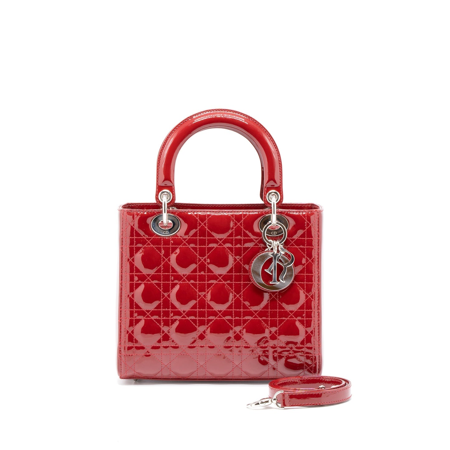 Dior Medium Lady Dior Patent Leather Red