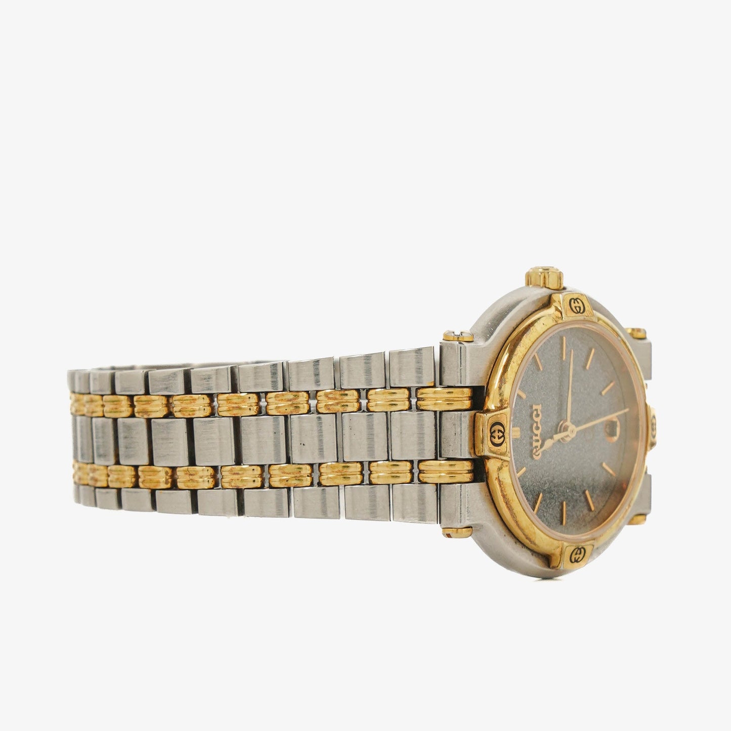 Gucci 9000 Round Stainless Steel Case With Gold-Tone Accents Watch