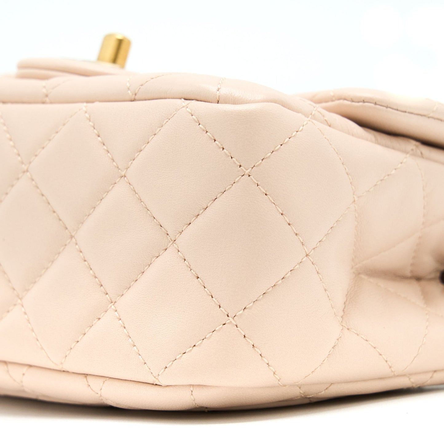 Chanel 22C Pearl Crush Mini Square Flap Bag Lambskin Light Beige