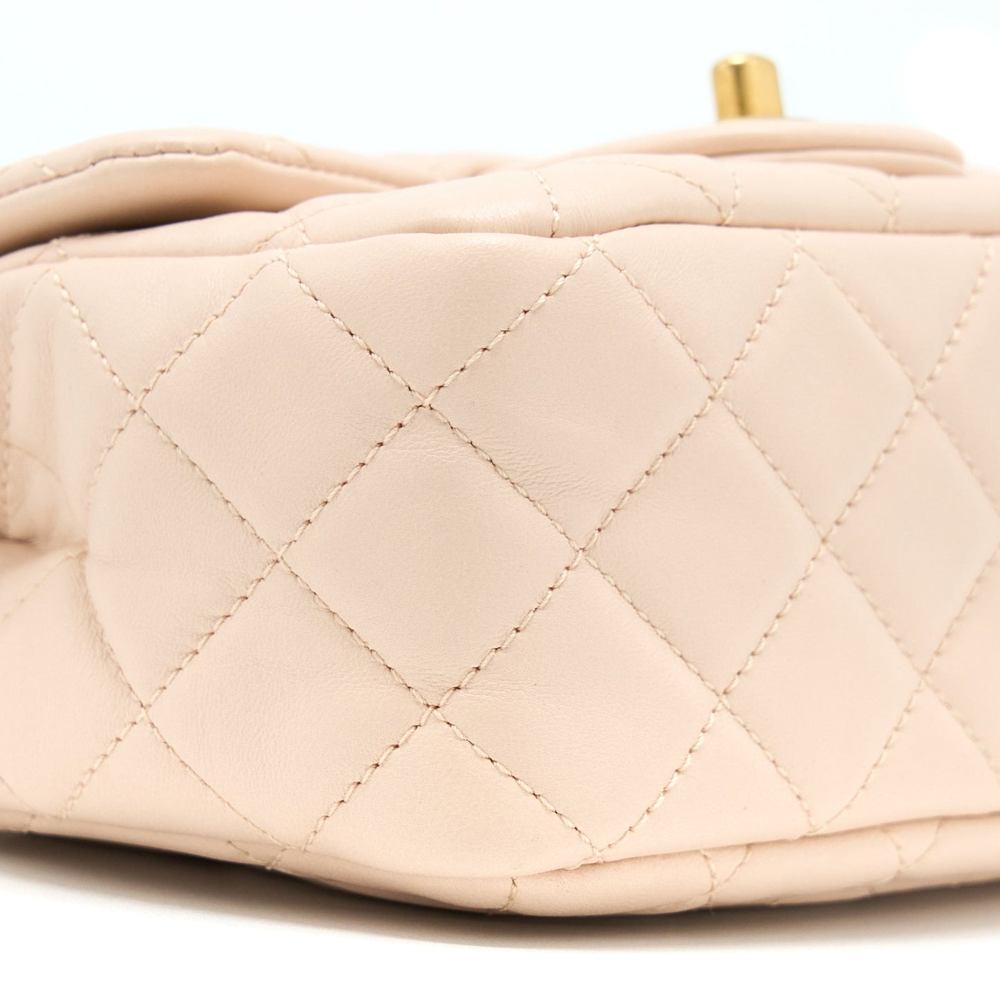 Chanel 22C Pearl Crush Mini Square Flap Bag Lambskin Light Beige