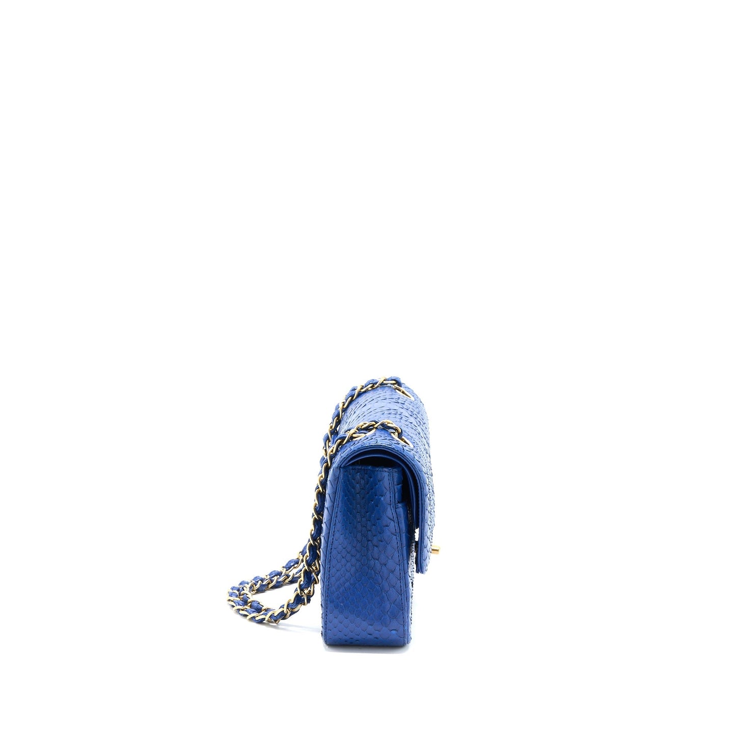 Chanel Medium Classic Double Flap Bag Python Blue