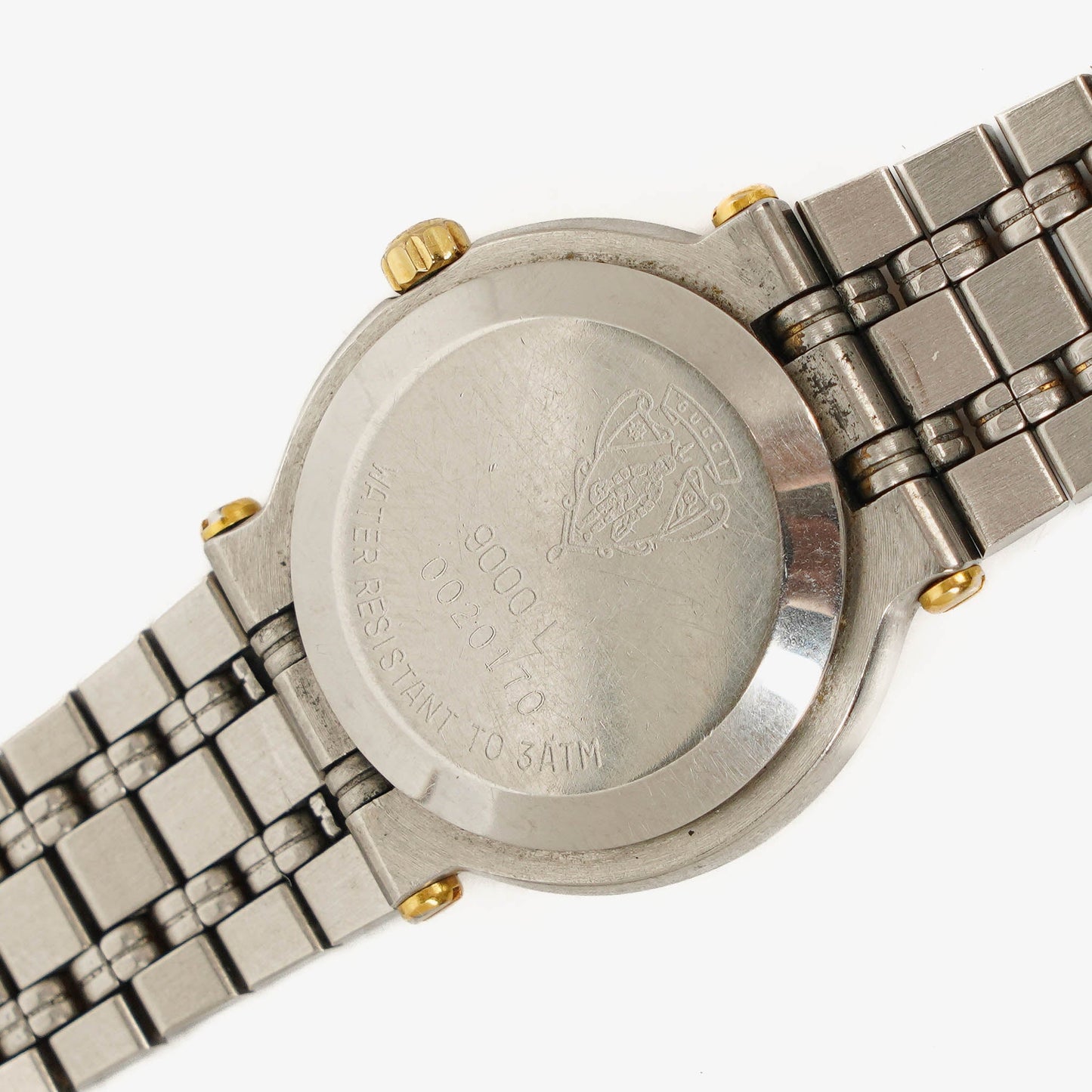 Gucci 9000 Round Stainless Steel Case With Gold-Tone Accents Watch