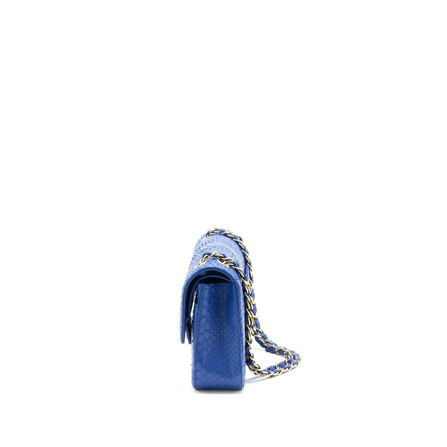 Chanel Medium Classic Double Flap Bag Python Blue