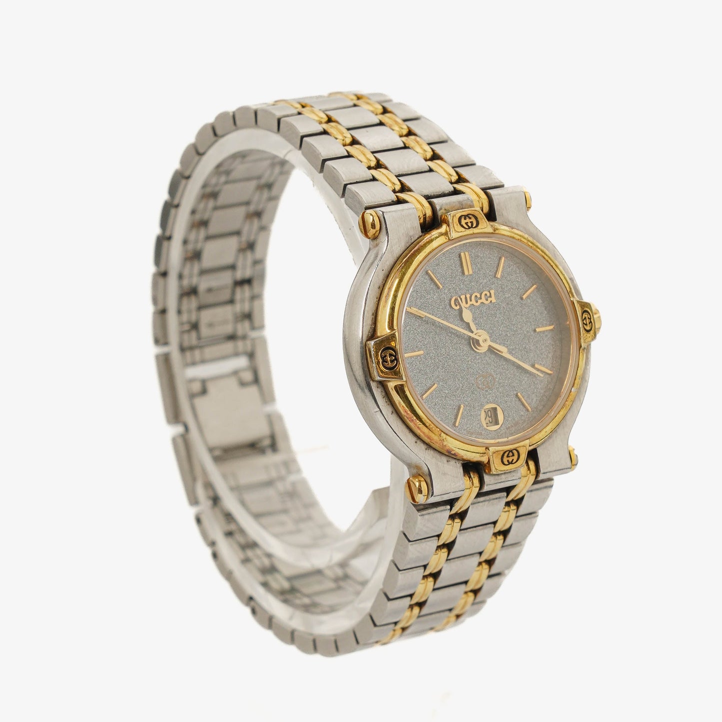 Gucci 9000 Round Stainless Steel Case With Gold-Tone Accents Watch
