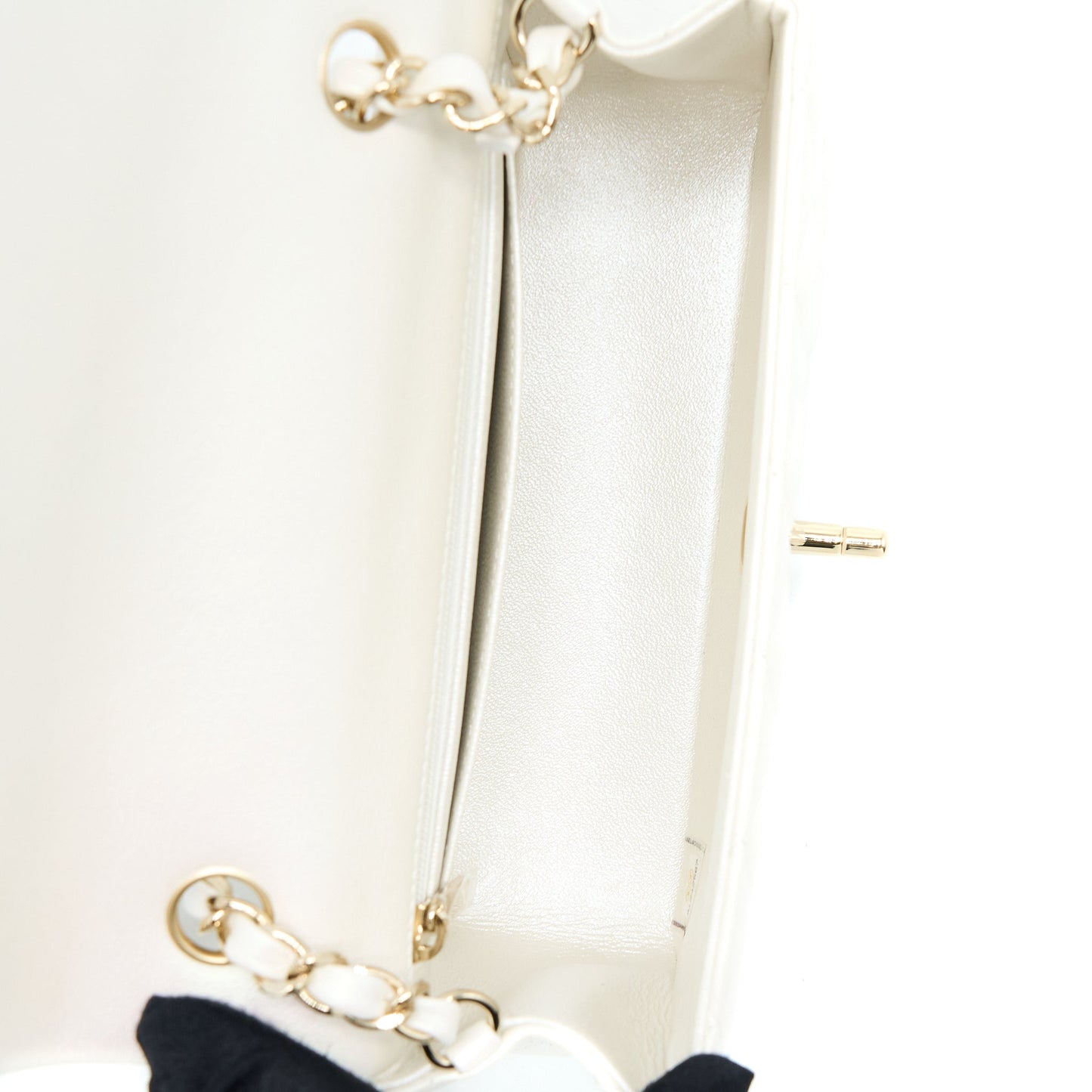 Chanel Classic Mini Rectangular Flap Bag Calfskin Iridescent White L