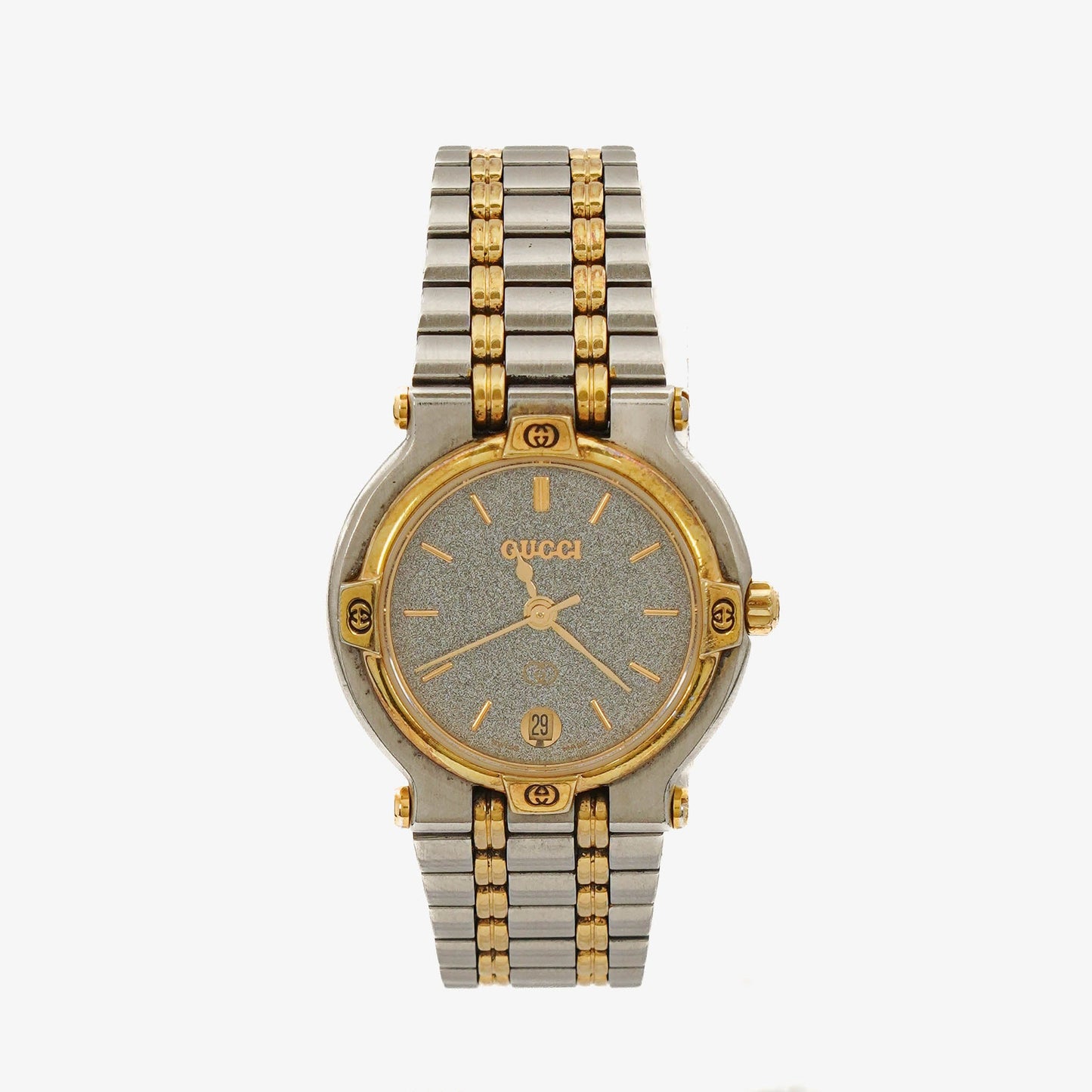 Gucci 9000 Round Stainless Steel Case With Gold-Tone Accents Watch
