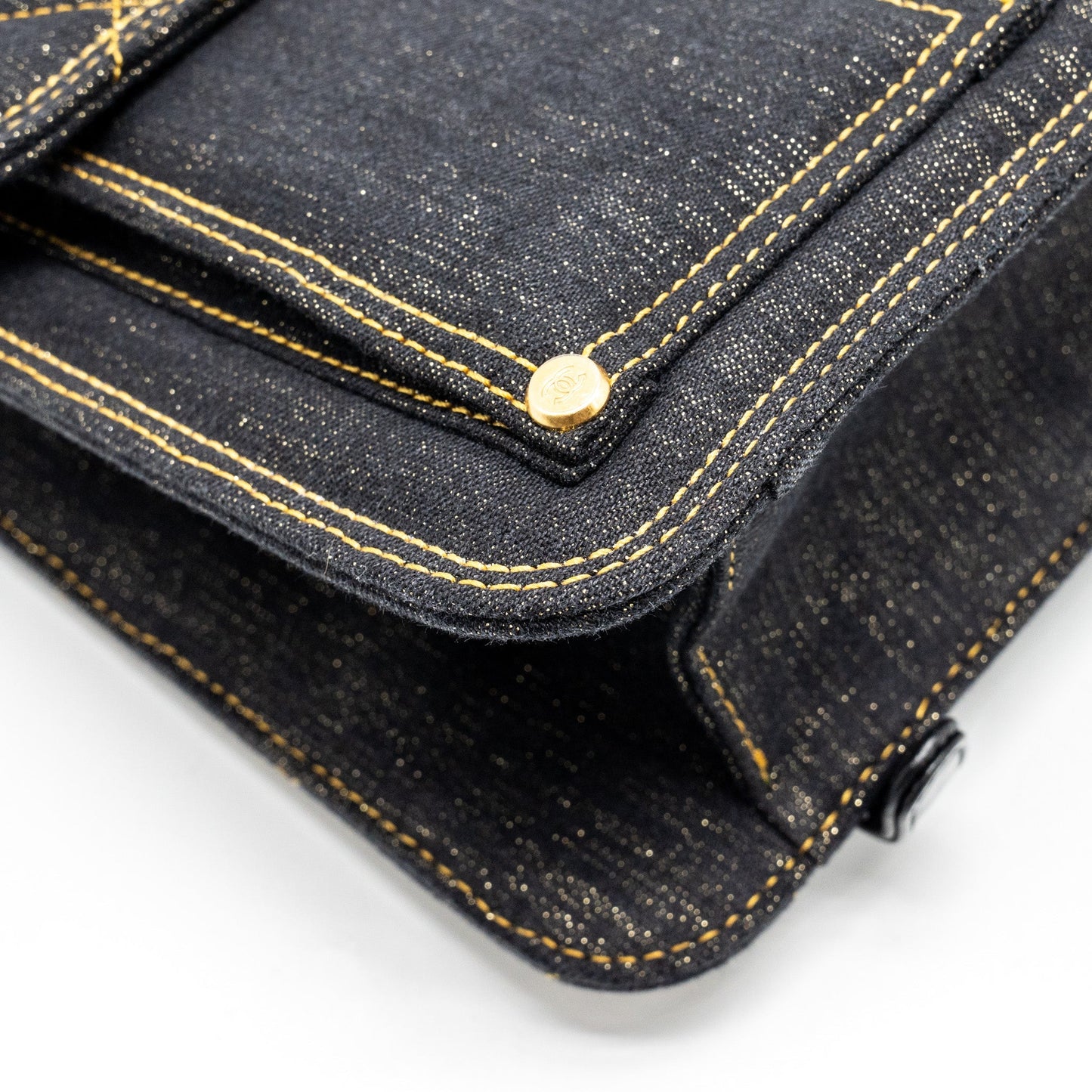 Chanel 23S flap backpack denim dark blue with brushed  (microchip)