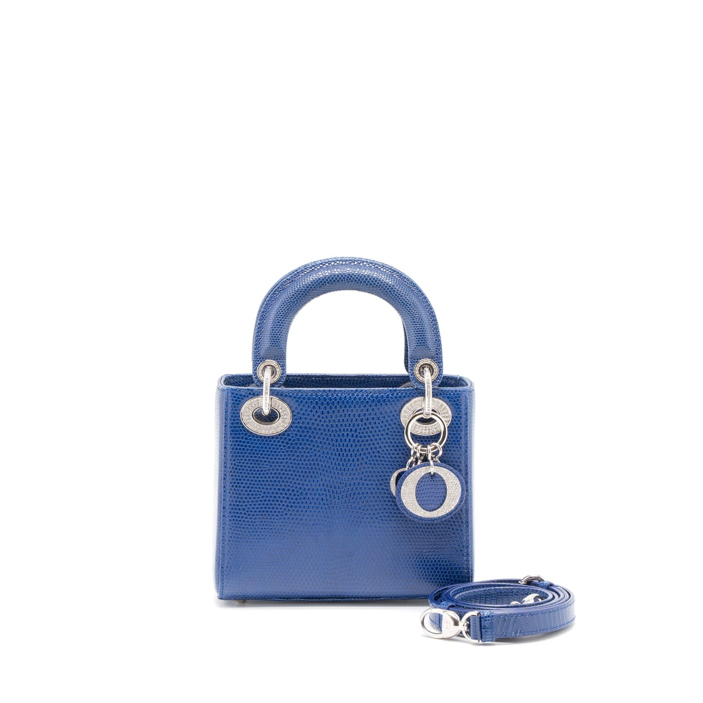 Dior Mini Lady Dior Lizard Blue Crystal