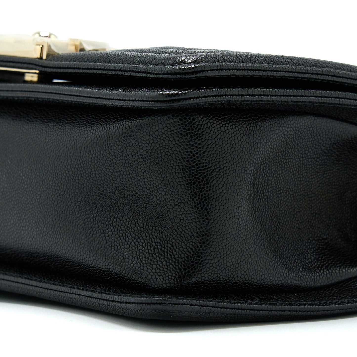 Chanel Small Boy Bag Chevron Caviar Black L