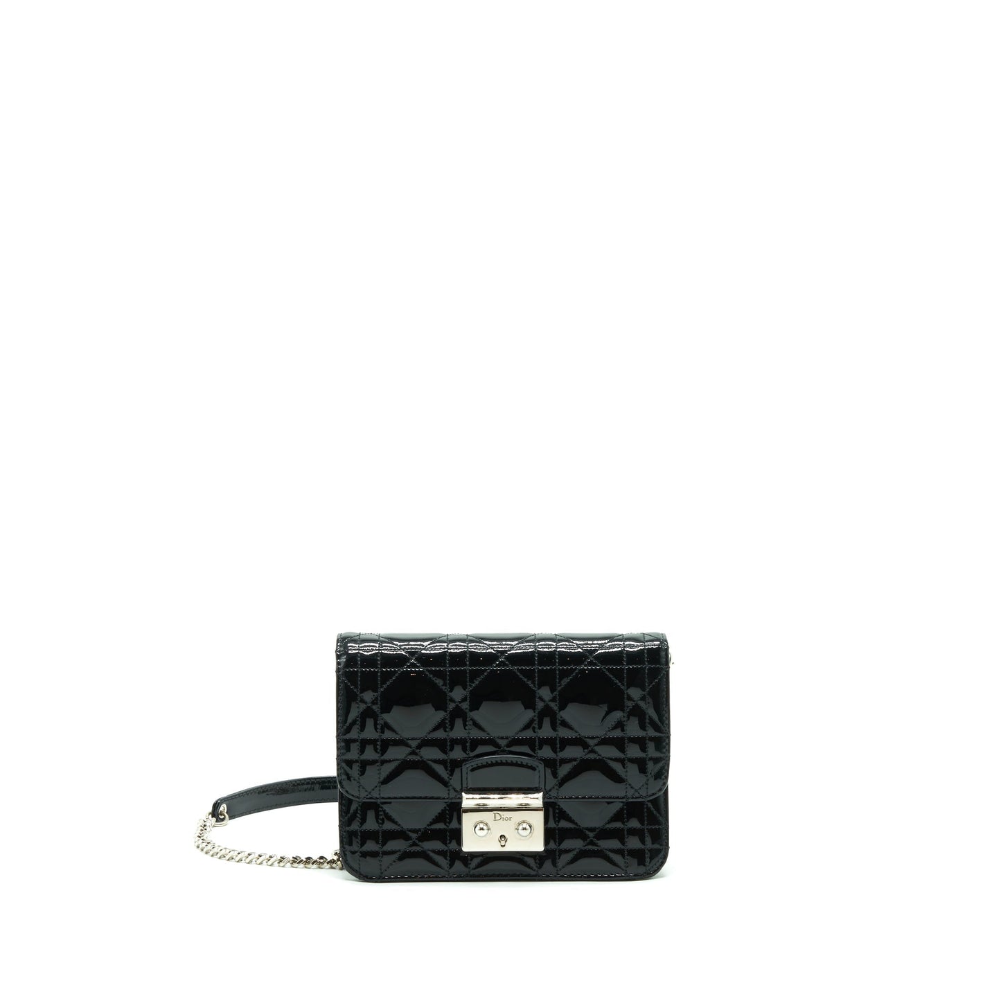 Dior Mini Miss Dior Flap Purse Patent Black