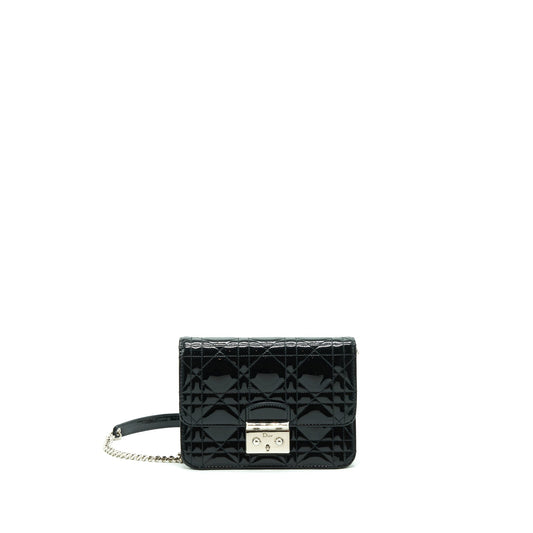 Dior Mini Miss Dior Flap Purse Patent Black