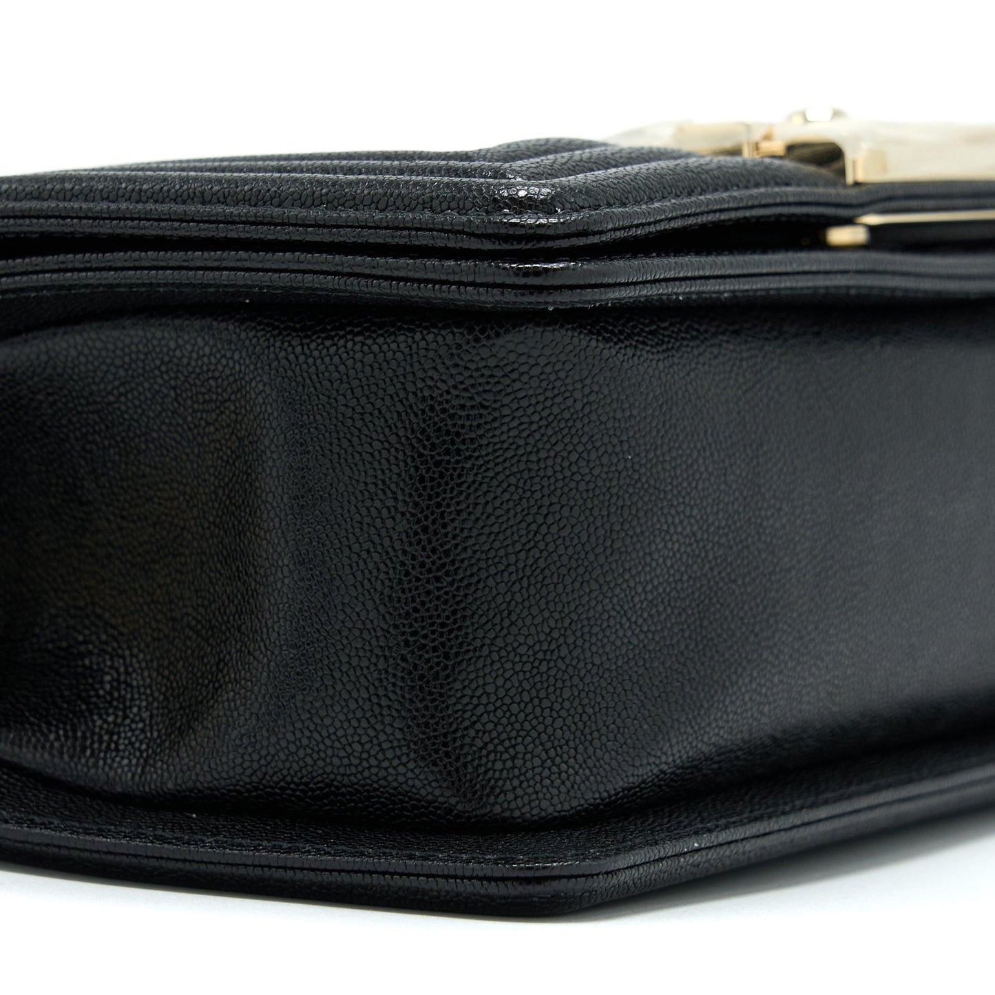 Chanel Small Boy Bag Chevron Caviar Black L