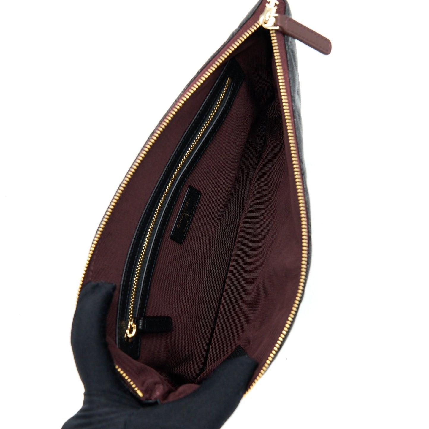 Chanel O Case Pouch Caviar Black L