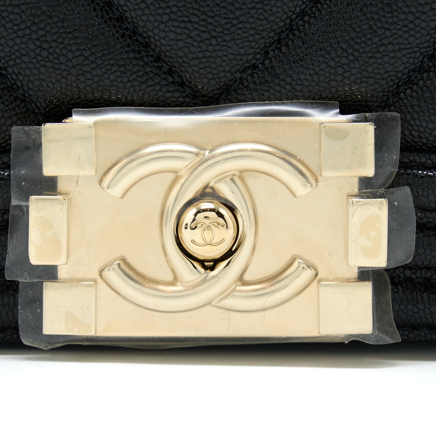 Chanel Small Boy Bag Chevron Caviar Black L