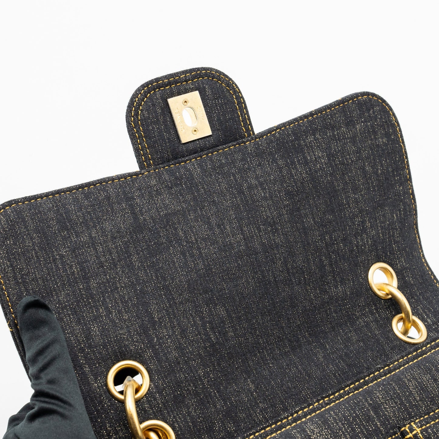 Chanel 23S flap backpack denim dark blue with brushed  (microchip)